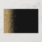 ブラックモダン金ゴールドグリッターエッジウェディングレセプション エンクロージャーカード (裏面)