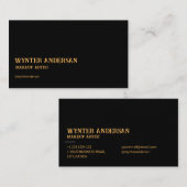 ブラックモダン金ゴールドシミニマルックラグジュアリー名前をカスタムする 名刺 (正面/裏面)