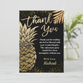 ブラックモダン金ゴールドトロピカルパイナップルビーチパーティー サンキューカード (スタンド正面)