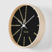 ブラックモダン金ゴールドネームホームオフィスルームデコールウッド 壁時計 (傾斜)