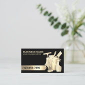 ブラックモダン金ゴールドハウスクリーニングハウスキーピング 名刺 (スタンド正面)