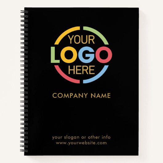 ブラックモダン金ゴールドビジネス企業の会社のロゴ ノートブック (正面)