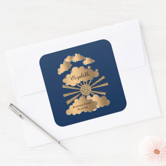 ブラックモダン金ゴールドビジ企業のネスカスタム スクエアシール (封筒)