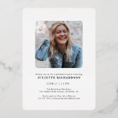 ブラックモダン金ゴールドフォトカレッジ卒業パーティー 箔招待状 (裏面)