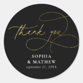 ブラックモダン金ゴールドフローリッシュお願い ラウンドシール (正面)