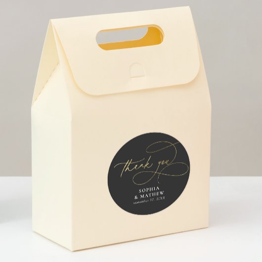 ブラックモダン金ゴールドフローリッシュお願い ラウンドシール