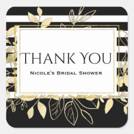 ブラックモダン金ゴールドボタニカルグラマシックな好意 スクエアシール