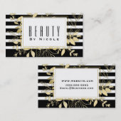 ブラックモダン金ゴールドボタニカルグラモールシックエレガント 名刺 (正面/裏面)