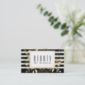 ブラックモダン金ゴールドボタニカルグラモールシックエレガント 名刺 (スタンド正面)