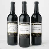 ブラックモダン金ゴールドボタニカルグラモールシックワイン ワインラベル (ボトル)