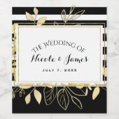 ブラックモダン金ゴールドボタニカルグラモールシックワイン ワインラベル (シングルラベル)