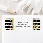 ブラックモダン金ゴールドボタニカルグラモールシック結婚ズ ラベル (インサイチュ)