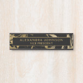 ブラックモダン金ゴールドマーブルストーンカスタムミニマリスト サインプレート (正面)