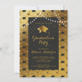 ブラックモダン金ゴールドミニマシンプルリスト 招待状 (正面)