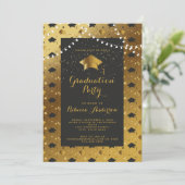 ブラックモダン金ゴールドミニマシンプルリスト 招待状 (スタンド正面)