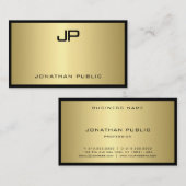 ブラックモダン金ゴールドモノグラムグラモールエクセレントラックス 名刺 (正面/裏面)