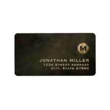 ブラックモダン金ゴールドモノグラム差出人住所