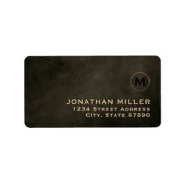 ブラックモダン金ゴールドモノグラム差出人住所 ラベル