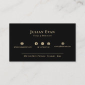 ブラックモダン金ゴールドルクセプロフェッショナルビジネスロゴ 名刺 (裏面)