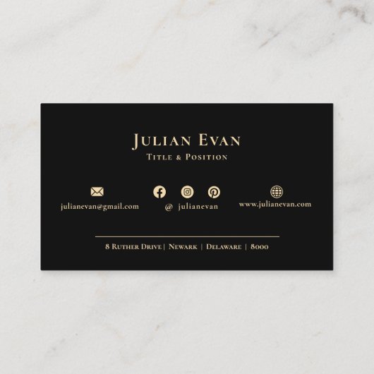 ブラックモダン金ゴールドルクセプロフェッショナルビジネスロゴ 名刺 (裏面)