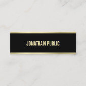 ブラックモダン金ゴールド文字エレガントプシンプルライナラグジュアリー スキニー名刺 (正面)