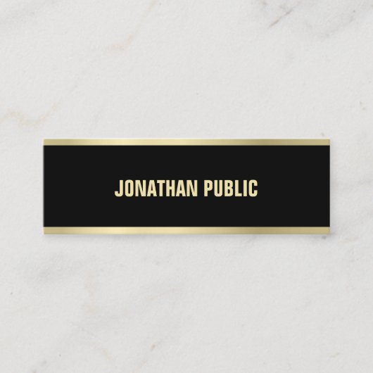 ブラックモダン金ゴールド文字エレガントプシンプルライナラグジュアリー スキニー名刺 (正面)