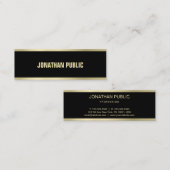ブラックモダン金ゴールド文字エレガントプシンプルライナラグジュアリー スキニー名刺 (正面/裏面)