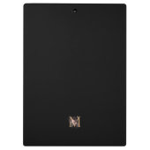 ブラックモダン金ゴールド赤面ピンクフローラモノグラムの クリップボード (裏面)