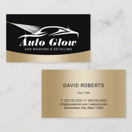 ブラックモダン金ゴールド車のクリーニング 名刺 (正面/裏面)