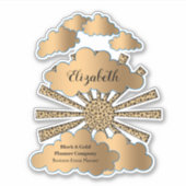 ブラックモダン金ゴールドSunビジネスのパーソナライズ シール (正面)
