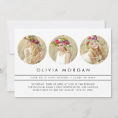 ブラックモダン3枚コラージュ卒業 招待状 (正面)