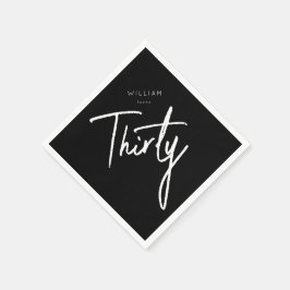 ブラックモダン30th30th誕生日パーティー スタンダードカクテルナプキン