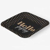 ブラックモダン50th誕生日ハローフィフティパーティー ペーパープレート (傾斜あり)