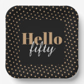 ブラックモダン50th誕生日ハローフィフティパーティー ペーパープレート (正面)