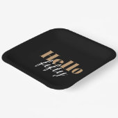 ブラックモダン50th誕生日ハローフィフティパーティー ペーパープレート (傾斜あり)