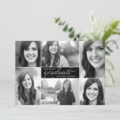 ブラックモダン6フォトスクリプト卒業招待状 招待状 (スタンド正面)