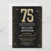 ブラックモダン75誕生日フォトサプライズパーティー 招待状 (正面)