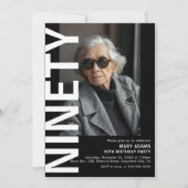 ブラックモダン90th誕生日パーティー 招待状 (正面)