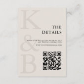 ブラックモダン&アイボリーモノグラムミニマル結婚リスト エンクロージャーカード (正面)