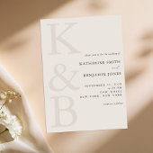 ブラックモダン&アイボリーモノグラムミニマル結婚リスト 招待状