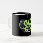 ブラックモダン・グリーンのコーヒーブレーキ ツートーンマグカップ (正面左)