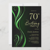 ブラックモダン・グリーン70th誕生日パーティー 招待状 (正面)