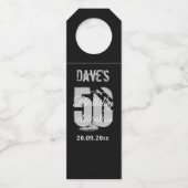 ブラックモダン・グレイ50th Any Birthday Party Pavies ボトルネックタグ (正面)