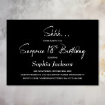 ブラックモダン・サプライズ18thバースデーパーティー 招待状<br><div class="desc">この黒いモダン驚きの18th誕生日の招待は、本当に思い出に残るお祝いのためのステージを設定するように設計されている。カスタマイズ可能な文字テンプレートを使用すると、名誉あるゲストの名前、秘密のパーティー詳細、および会場を簡単に追加できる。あなたの愛する人は笑いと大切な思い出の夜のために入る。さまざまな紙タイプとコーナースタイルから選択して、好みに合ユニークった招待状を作成できる。さらに、デジタルバージョンを好む招待をダウンロードすもしるオプションもある。</div>