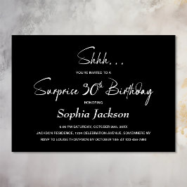 ブラックモダン・サプライズ30歳の誕生日パーティー 招待状