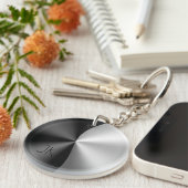 ブラックモダン&シルバー金属デザインUSB充電 キーホルダー (正面右)