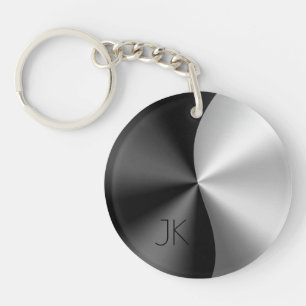 ブラックモダン&シルバー金属デザインUSB充電 キーホルダー