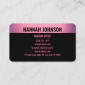 ブラックモダン&ピンクのメタリック・ビジネス・カード 名刺 (裏面)