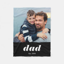 ブラックモダン フォント Dad Established フォト フリースブランケット