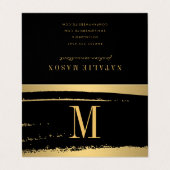 ブラックモダン/ブラッシング金ゴールドでミニマルなモノグラム 名刺 (外部フラット)